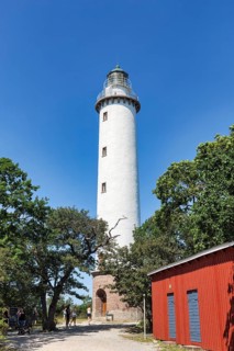 White lighthouse Langer Erik on the island of Stora grundet