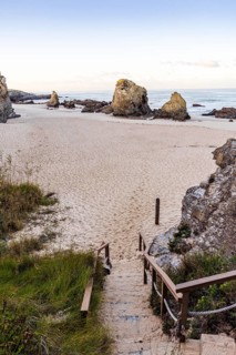 Beautiful landscape and seascape with rock formation in Samoqueira Beach