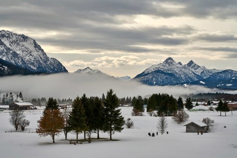 Rissbach valley with fog