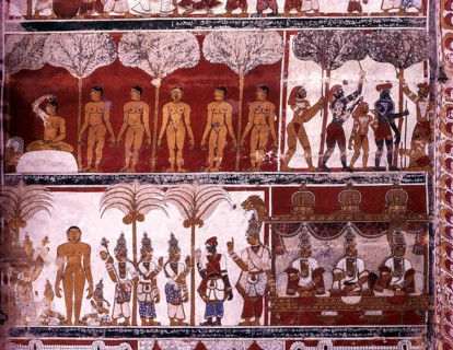 17th century murals on ceiling in Digambar Jain temple at Tirupparuttikunram