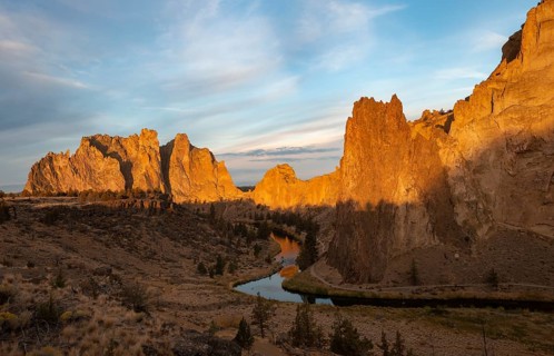 Red rock walls at sunrise