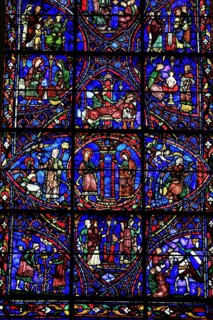Leaded glass window in Notre Dame Cathedral of Chartres