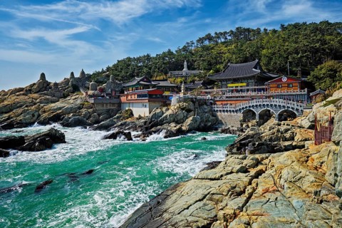 Haedong Yonggungsa Temple on sea shore. Busan