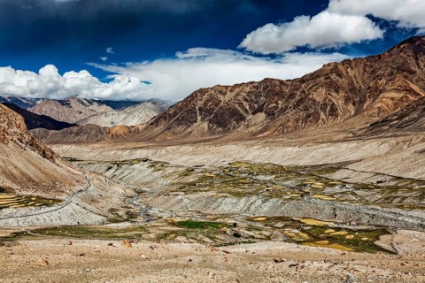 Kardung village in Himalayas mountains near Kardung La Pass