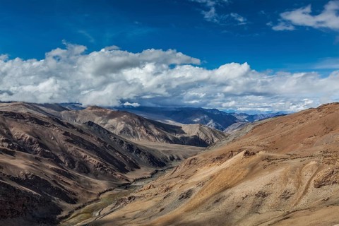 Himalayan landscape near Tanglang-La pass in Himalayas along Manale-Leh road