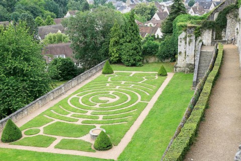 Labyrinth in the gardens of the episcopal palace below Notre Dame of Chartres Cathedral