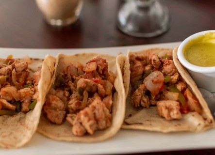 Close up of mexican chicken tacos