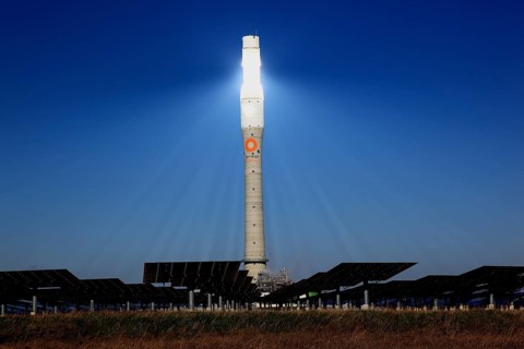 High-tech Gemasolar solar power plant in Fuentes de Andalucia near Seville