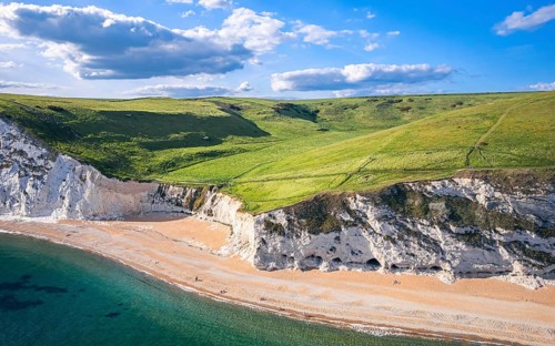 White Cliffs over Jurassic Coast and Durdle Door