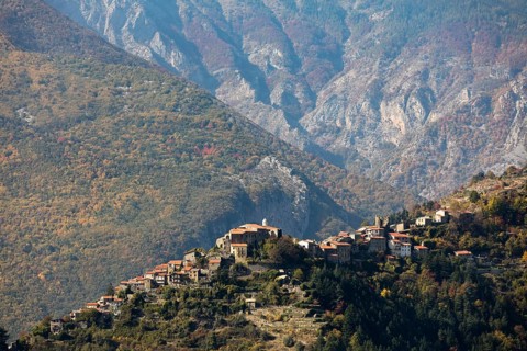 Autumn in the Ligurian Alps with a view of Triora Liguria