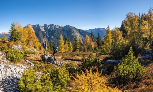 Two hikers in the landscape