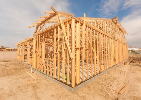 New construction wood home framing abstract