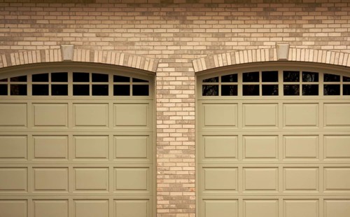 Abstract of modern home brick and garage doors