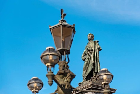 Street lamp and Adam Mickiewicz Monument