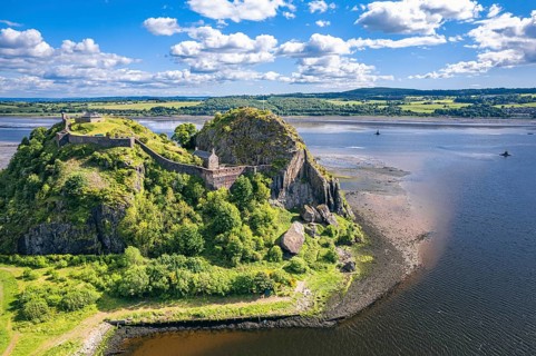 Dumbarton Castle over River Clyde and River Leven