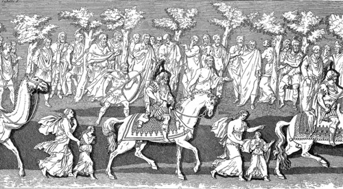 Triumphal procession of Theodosius on the former Theodosius Column in Constantinople Opel