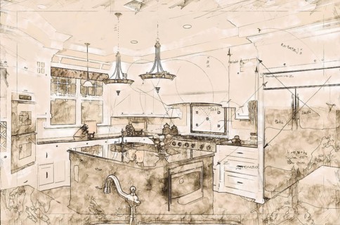Beautiful custom kitchen concept design drawing