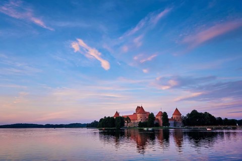 Trakai Island Castle in lake Galve