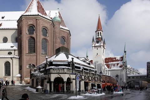 Viktualienmarkt with St. Peter's Church and Old Town Hall