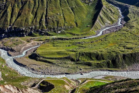 View of Lahaul valley with Chandra river