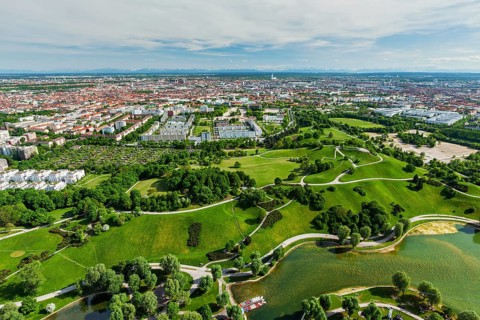 Aerial view of Olympiapark from Olympiaturm
