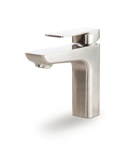Custom stainless steel faucet isolated on a white background