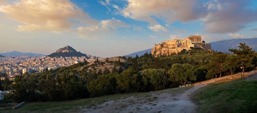 Panorama of famous greek tourist landmark