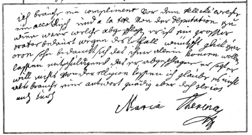 Letter from Empress Maria Theresa to the State Chancellor Wenzel Anton Count Kaunitz-Rietberg