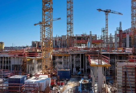 Major construction site at Ueberseequartier and Hafencity