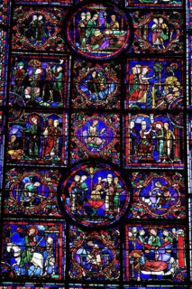 Leaded glass window in Notre Dame Cathedral of Chartres