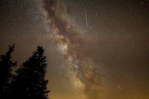 Starry Sky Milky Way with Shooting Star