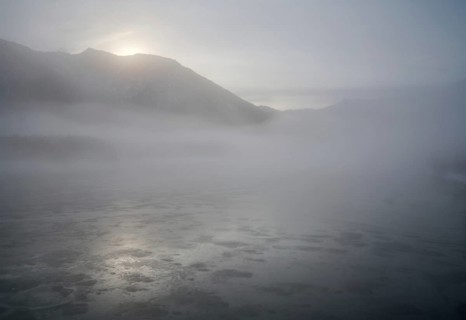 Fog over the Sylvenstein reservoir