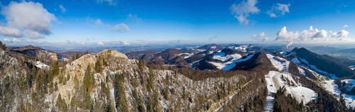 Belchenflueh and view of the first Jura mountains in winter