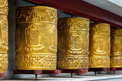 Prayer wheels in Tabo Monastery