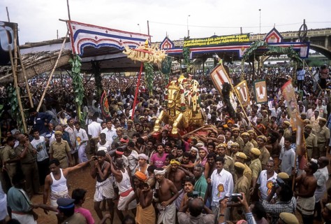 Lord Kallazhagar or Vishnu mounted on golden horse in Chitra or Chithirai festival