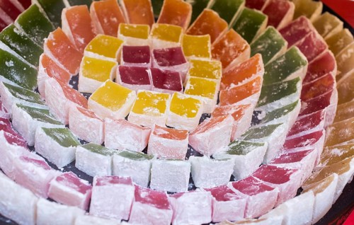 Load of traditional turkish delight lokum candy
