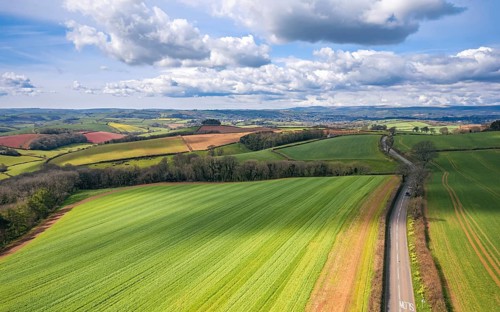 Fields and Meadows over English Village