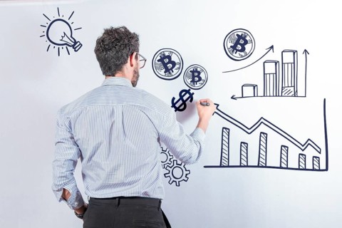 Business man drawing finance