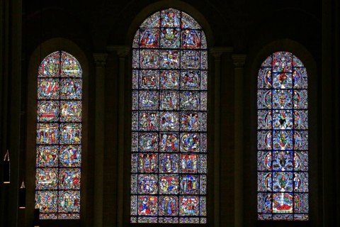 Leaded glass window in Notre Dame Cathedral of Chartres