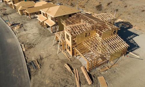 Aerial view of new homes construction site