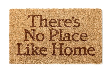 There is no place like home welcome mat isolated on A white background