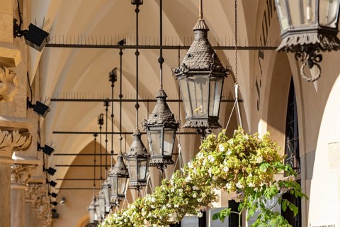 Lanterns at Arcades of Sukiennice Cloth Hall