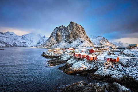 Famous tourist attraction Hamnoy fishing village on Lofoten Islands
