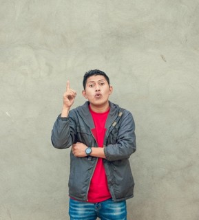 Shocked young man with new idea