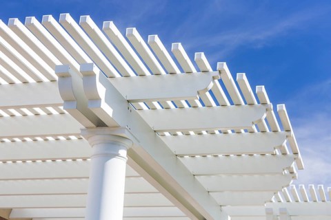 Beautiful house patio cover against the blue sky