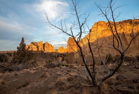 Red rock walls at sunrise