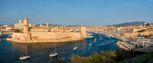 Yachts coming from boat regatta to Marseille Old Port