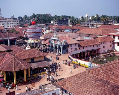 Birds eye view of krishna temple and udupi town