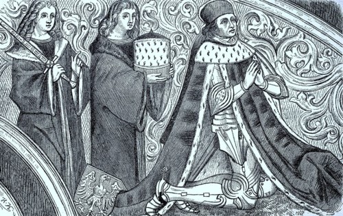 Portraet des Kurfuersten Albrecht Achilles von Brandenburg auf dem Altarbild der Stiftskirche Ansbach