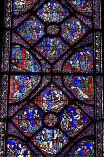 Leaded glass window in Notre Dame Cathedral of Chartres